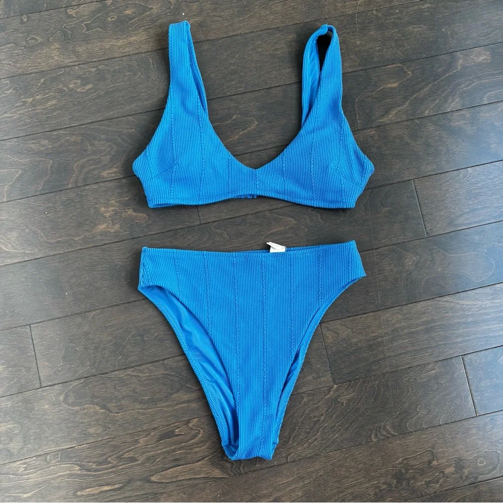 aerie Blue Ribbed Bikini Set - Picture 5 of 8